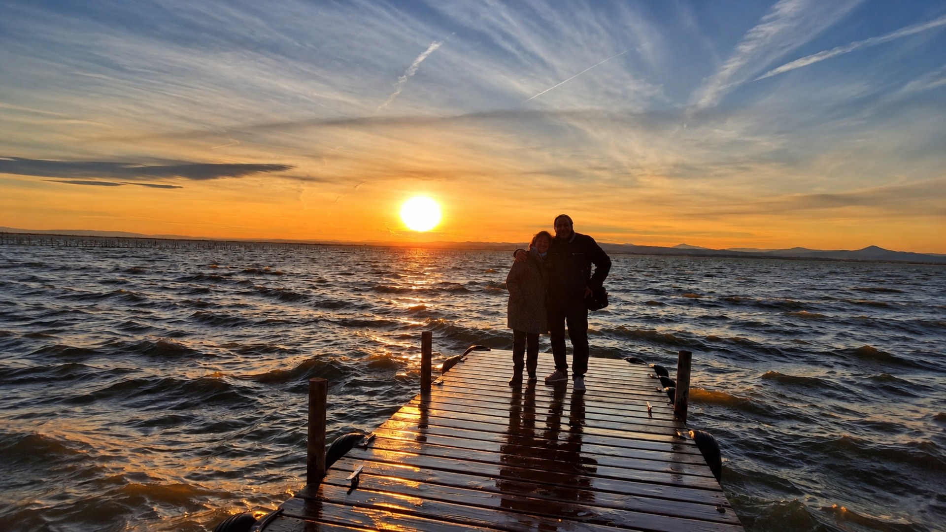 Ine y Peter al atardecer en la Albufera